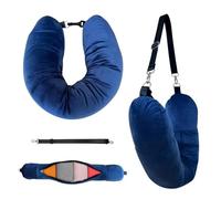NYOSLB Stuffable Neck Pillow for Travel, 80 * 16 cm Stuffable U Shaped Cushion with Adjustable Straps Fillable Travel Neck Pillow for Airplane Train Car Trip Essentials (Blue)