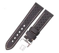 NYPTS Breathable Genuine Leather Watchbands Women Men 5 Colors Strap 20mm 22mm 24mm Smart Watch Band Deployment Clasp Suitable For Daily Wear(Black,22mm)