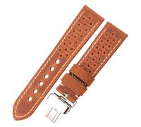 NYPTS Breathable Genuine Leather Watchbands Women Men 5 Colors Strap 20mm 22mm 24mm Smart Watch Band Deployment Clasp Suitable For Daily Wear(Brown,22mm)