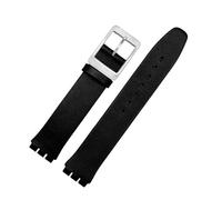 NYPTS Watch Strap Compatible With GB274/GN239/GB294/GB287 Men's And Women's Genuine Leather Watchband 17mm Suitable For Daily Wear(Black-silver)