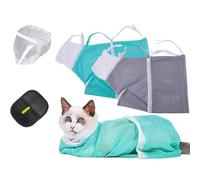Nyrvexa Cat Bathing Bag，Cat Washing Bag 4 PCS Set Anti-Bite and Anti-Scratch for Bathing with Pet Hair Remover,Transparent Cat Mask,for Bathing, Nail Trimming, Medicine Taking,Injection