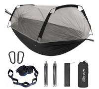 Nysa Nest Camping Hammock Portable Double & Single Hammock with Patent Trapezoidal Net, Easy Setup and Pack - Travel, Backpacking, Hiking, Outdoor Survival - 2 x 10 ft Hammock Straps - 500/600 Lbs