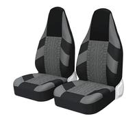 NYSAASDST Car Seat Cover Sets High Bucket Car Seat Covers Universal Fit Full Set Tire Tracks Printed For Lvisa 2000 Car Seat Protectors(2pcs GRAY)