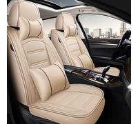 NYSAASDST Full Set Pu Leather 5 Seat Car Cover For Hyundai For Tucson For Santa Fe I30 I40 For Veloster For Genesis For Venue For Terracan For Ioniq For Accent Seat Protector(Beige,Luxury)