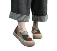 NYSBH Spring Women Slip On Loafers Flat Platform Mixed Colors Patch Round Toe Casual Single Shoes Red Green