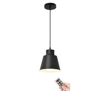 NYSCR Black Wireless Battery Operated Pendant Light with Remote Control Modern Hanging Ceiling Lamp for Kitchen Island Dining Room Foyer Hallway Non Hardwired Small Pendant Lighting