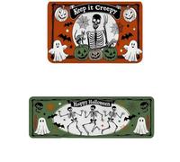 NYSDM 1pc Halloween Kitchen Decoration Carpet Floor Mat Terror Ghost Bat Pumpkin Lantern Skull Design Non slip Flannel