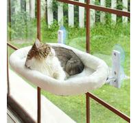 NYSDM Cordless Cat Window Perch Stainless Steel Hanging Hammock with Strong Suction Cups and Durable Metal Frame Plush Cushion