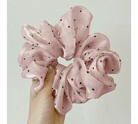 NYSDM Fashion Oversized Dot Scrunchie for Women French Grace Summer Chiffon Ponytail Holder Elastic Hair Bands Headwear