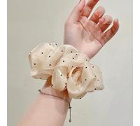NYSDM Fashion Oversized Dot Scrunchie for Women French Grace Summer Chiffon Ponytail Holder Elastic Hair Bands Headwear