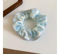 NYSDM Floral Lace Edge Printed Pleated Large Size Scrunchies High Stretch Durable Hair Ropes Vintage Band Ties Dainty Head