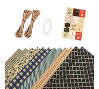 NYSDM Fold 50 * 70cm Lattice Classic Kraft Wrapping Paper Men's 'blue Business Gift Packing Florist Wrapping Craft Paper