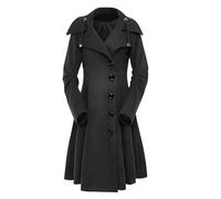 NYSDM Goth Overcoat Trench Coat Gothic Long Slim Asymmetric Lapel Collar Button Elegant Y2k Streetwear Vintage Outwears