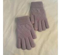 NYSDM Knitted wool gloves women winter warm plus velvet thick double layer jacquard hollow diamond check solid color trendy