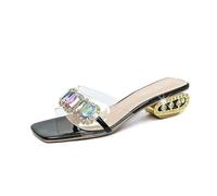 NYSDM Summer Glitter Slides Shoes Women Slippers Outdoor Heeled Mules Low Jelly High Thin Basic Rubber Crystal Rome Shoes
