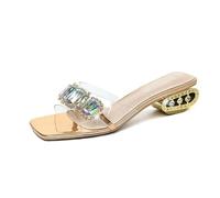 NYSDM Summer Glitter Slides Shoes Women Slippers Outdoor Heeled Mules Low Jelly High Thin Basic Rubber Crystal Rome Shoes