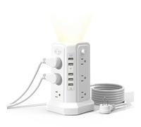 NYSDM Surge Protector Power Tower with 5 USB Ports And Night Light Extension Cord, Featuring 12 AC Outlets Overload Protection