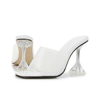 NYSDM Transparent Crystal Clear Heels Women Slippers Candy Color PVC Shoes Female Mules Slides Summer Sandals