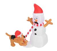 NYSDM Xmas Inflatable Snowman Inflatable Snowman with Dog White LED Lights 210T Polyester Garden Decor for Indoor Outdoor