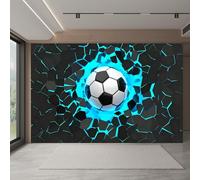 NYSMGS 3D Soccer Photo Wallpaper 3D Wall Mural, Nonwoven Wall Paper Murals Wall Art for Bedroom Living Room Office Home Decor, Cool Sporty Blue Wallpaper 250x175cm Poster Picture 5A93