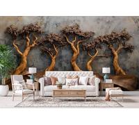 NYSMGS Abstract Trees Photo Wallpaper 3D Wall Mural, Nonwoven Wall Paper Murals Wall Art for Bedroom Living Room Office Home Decor, Retro Industrial Style Wallpaper 200x140cm Poster Picture 5C36