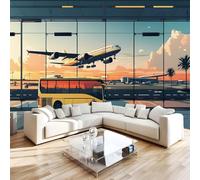 NYSMGS Anime Airport Terminal Photo Wallpaper 3D Wall Mural, Nonwoven Wall Paper Murals Wall Art for Bedroom Living Room Office Home Decor, Japan Sunset Wallpaper 300x210cm Poster Picture 4H192