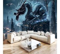 NYSMGS City Dragon Photo Wallpaper 3D Futuristic Style Wall Mural, Nonwoven Wall Paper Murals Wall Art for Bedroom Living Room Office Home Decor, Wallpaper 250x175cm Poster Picture 5C44