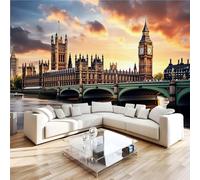 NYSMGS London Big Ben Photo Wallpaper 3D Sunset View Wall Mural, Nonwoven Wall Paper Murals Wall Art for Bedroom Living Room Office Home Decor, Wallpaper 250x175cm Poster Picture 5C275