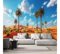 NYSMGS Photo Wallpaper Non-Woven Palm Tree Desert 200 x 140 cm | panoramic wallpaper Landscape Cloudy Sky wall mural for living room, bedroom and kids room feature wall decor 1-345