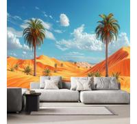 NYSMGS Photo Wallpaper Non-Woven Palm Tree Desert 250 x 175 cm | panoramic wallpaper Oasis Tropical Landscape wall mural for living room, bedroom and kids room feature wall decor 1-36
