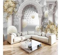 NYSMGS Roman Arch Photo Wallpaper 400 x 280 cm 3D Panoramic | Wall mural Luxury 3d Gold Floral non-woven wallpaper for living room, bedroom, kids room home wall decor C/189