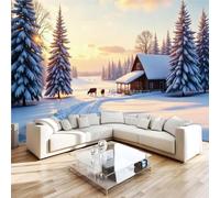 NYSMGS Winter Snow Scene Photo Wallpaper 3D Wall Mural, Nonwoven Wall Paper Murals Wall Art for Bedroom Living Room, Nature Landscape Wallpaper 350x256cm Poster Picture for Office Home Decor 3H221