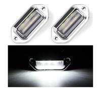 NYSQOFMB Brake Light Pickup Truck LED License Light 12V 24V Rear Brake Indicator Number Plate Lamps 6Leds Tail Driving Lights For Offroad Cargo Van(Chrome White)