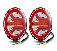 NYSQOFMB Brake Light Trailer LED Rear Lights 12V 24V Modified Hamburger Taillight Tail Flowing Turn Signals Brake Lamp 5. Inch Round for Truck Lorry(2pcs Brake Taillight)