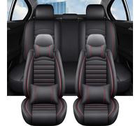 NYSQOFMB Universal Leather Car Seat Cover Full Set For Octavia 2 For Mazda 6 For For A3 Q3 For Fiat For Punto Car Seat Covers Set(Black red A)