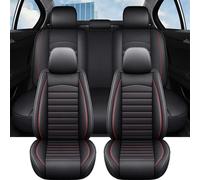 NYSQOFMB Universal Leather Car Seat Cover Full Set For Octavia 2 For Mazda 6 For For A3 Q3 For Fiat For Punto Car Seat Covers Set(Black Red 4pcs)