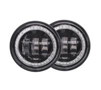 NYSQOJFNF Motorcycle Headlight 4 5inch fog light motorcycle led Chrome Black 1 Pair .5“ 1/2 inch LED Fog Passing Auxiliary For Touring Electra Glide Motorcycle Headlamp(Black)