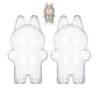 NYTGAH 2PCS Plush 17cm Doll Protective Case, Acrylic Transparent Figure Display Box, Mini Dust-Proof and Anti-Collision Blind Box Doll Protective Cover, Walking Display Bag with Keychain (Standing)
