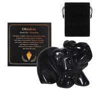 NYTGAH Obsidian Crystal Elephant Figuine,Crystal Gifts for Women,Black Cute 1.5" Elephant Ornament Healing Gemstone Statue for Home Office Desk Shelf Decor Good Luck