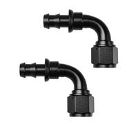 NYTKL 2PCS 8AN 90 Degree Push Lock Hose Fitting End, Aluminum 90° AN8 Female Swivel Barbed Adapter for Fuel & Oil Lines, Reusable Push Lock Fuel Oil Line Fitting End, Car Accessories