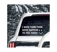 NYTKL Cute Car Decal with Smiley Face, 9.6 x 3.6 inches Bumper Sticker I Hope Something Good Happens to You Today, Waterproof Vinyl Decal Inspirational Decor for Cars Trucks SUVs