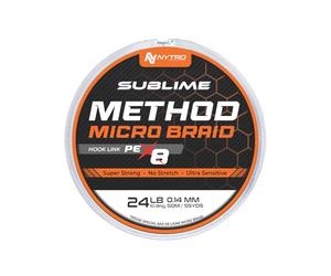 Nytro Sublime PE-X8 Method Micro Braid Hook Link 14lb 50m | 8-Strand PE | Supple and Strong | Ideal for Finesse Rigs, Delicate Hook Links or Ultra-Supple Hairs | Round Profile for Easy Knotting