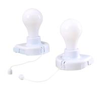 Nyutcwe 2Pcs Battery Operated Light Bulb Portable Self Adhesive Wall Mounted Light with Pull Chain for Cabinet Bedroom Living Room Kitchen, Not Include Battery