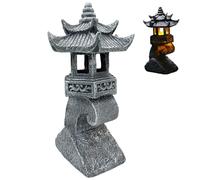 Nyutcwe Japanese Pagoda Statues, Waterproof Resin Solar Pagoda Lantern, 4x6x13 inch Decorative Japanese Stone Lantern for Garden Yard Lawn Balcony Patio Porch Garden