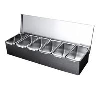 Nyutcwe Pizza Topping Station 18 x 4 x6 6 Compartment Pizza Storage Container Stainless Steel Condiment Containers with Lids Detachable Condiment Organizer for Home Restaurant