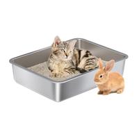 Nyutu Stainless Steel Litter Box - Metal High Sided Cat Litter Box Pan，Odor-Proof,No Stick Easy Clean-No Smell，Large for Cat Litterbox Tray Toilet Pet Supplies for Indoor Kitty, Kitten, Rabbit, Puppy