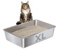Nyutu Stainless Steel Litter Box XLarge, XL Metal Cat Litter Box, Easy to Clean，No Stick No Smell，Large/Medium Cats