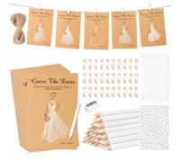 Nyvralora 30 Sets Guess the Dress Bridal Shower Games for Guests Include Wedding Shower Games Cards Pencils Pearl Gem Stickers Clips Fun Wedding Party Decorations Games Ideas