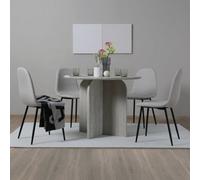Home Garden Direct NYX Dining Set Round Table in Stone Effect & x 4 Linen Chairs Beige Home Garden Direct Beige