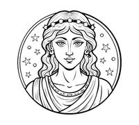 nyx Goddess of The Night line Art Wall Stickers 42x42cm Can Modify and add Information Black